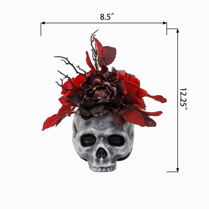 Floral Arrangement In Foam Skull