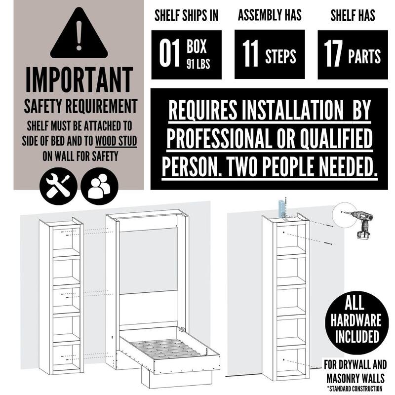 Easy-Lift Full Murphy Wall Bed in with Bookshelf