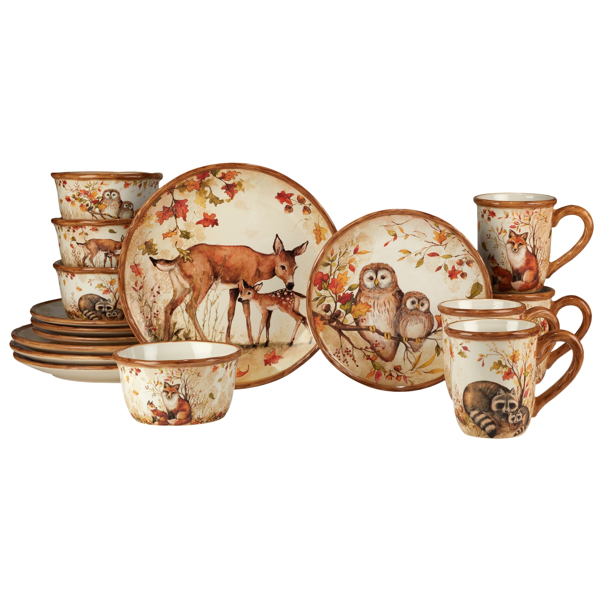 Certified International Pine Forest 16 pc Dinnerware Set, Service for 4
