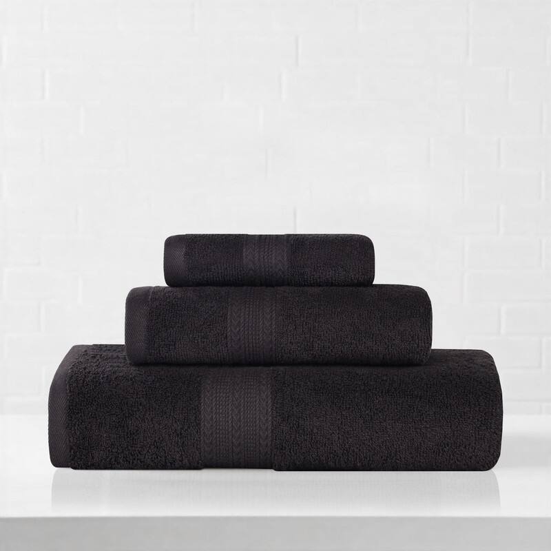 Superior Eco-Friendly Cotton 3-Piece Towel Set - Black