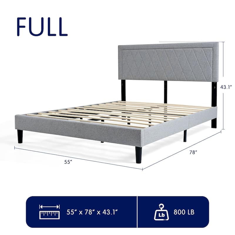 Subrtex Modern Upholstered Bed Frame,Solid wood Platform,No Box Spring Needed