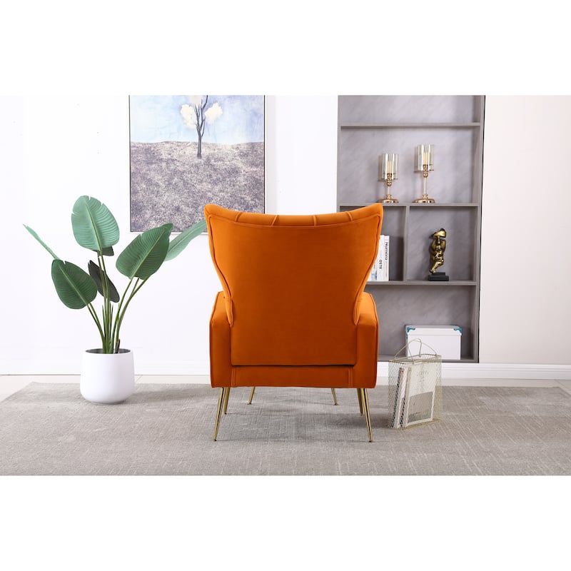 Orange 31.5" Velvet Button Tufted Arm Chair