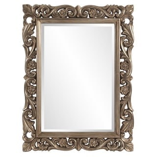 Allan Andrews Ornate Framed Beveled Rectangular Wall Mirror - Champagne/Silver