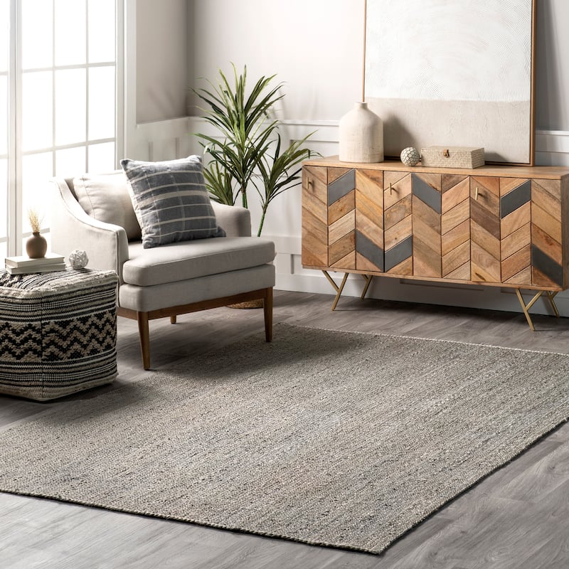 Nuloom Adelaida Farmhouse Jute Area Rug - 3' x 5' - Grey