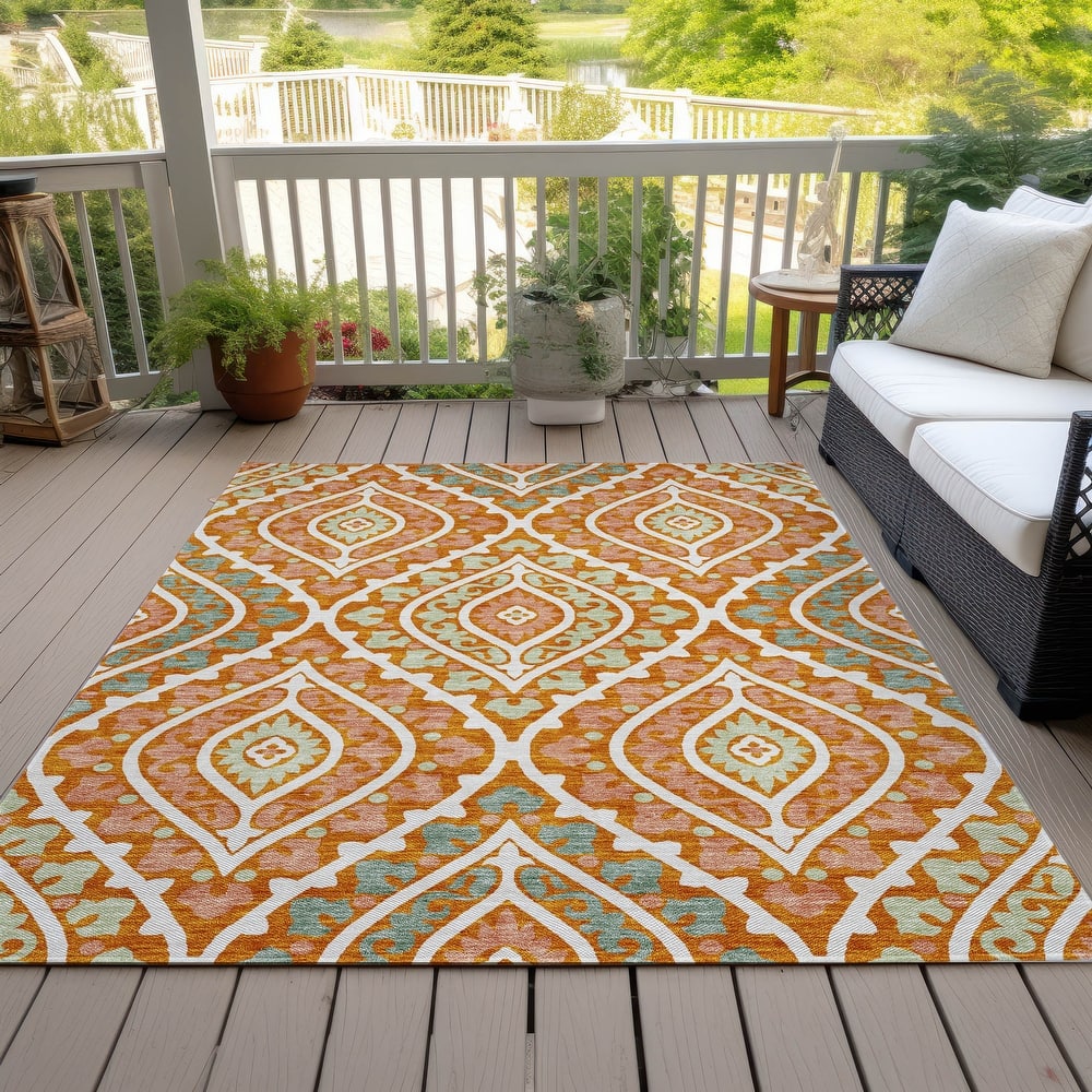 Machine Washable Indoor/ Outdoor Chantille Ttransitional Medallion Rug