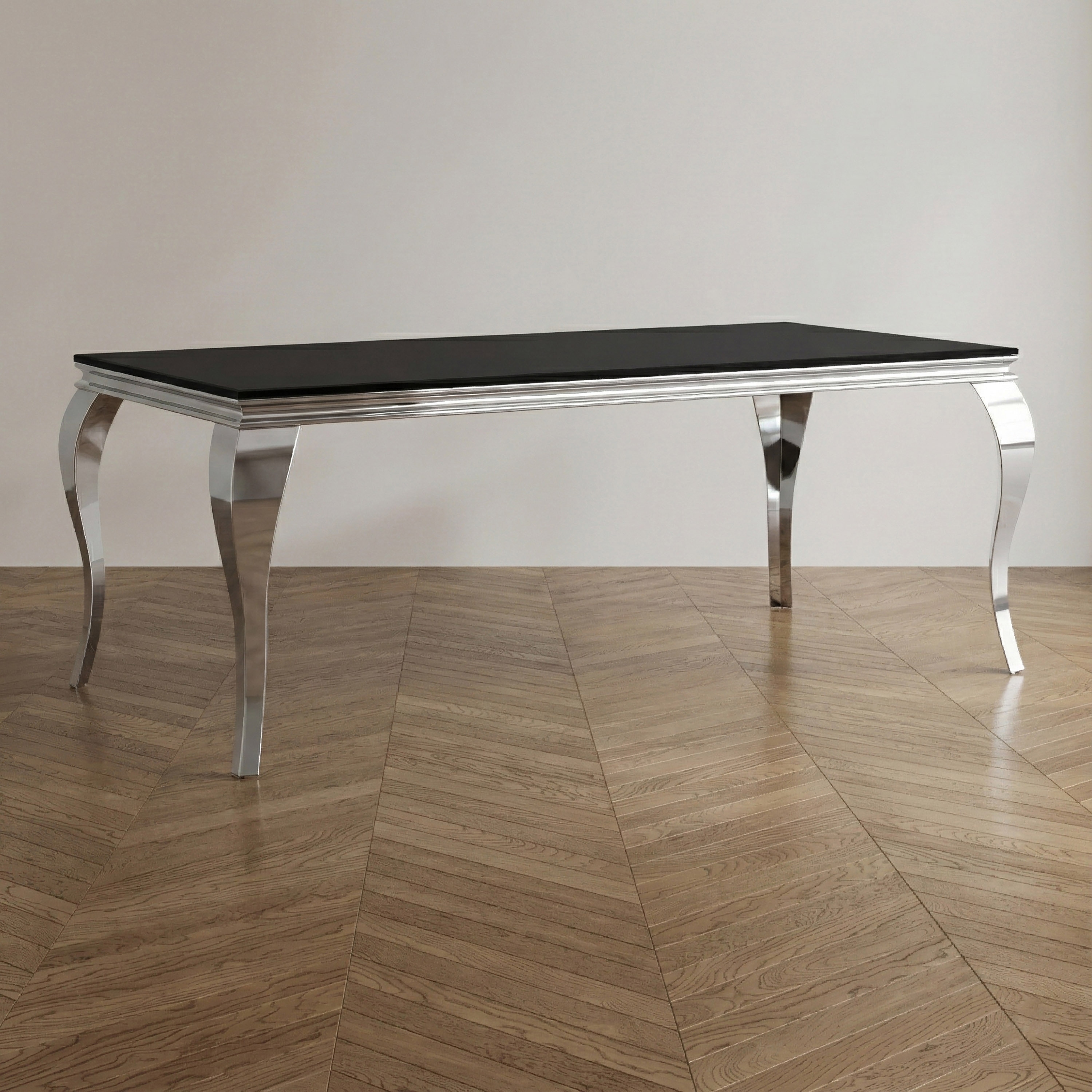 Furniture of America Pizo Glam 79-inch Chrome Leg Glass Top Dining Table