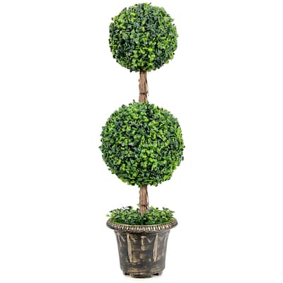 Costway 36'' Artificial Topiary Double Ball Tree Indoor Outdoor UV - See Details