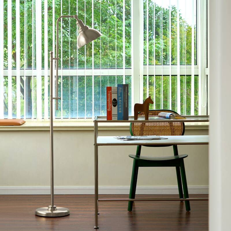 CO-Z 65" Rustic Pharmacy Task Floor Lamp with Adjustable Metal Shade - 65-inch - Satin Nickel
