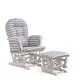 preview thumbnail 12 of 28, Rejoice Glider Rocking Chair with Ottoman WHITE / GRAY CHEVRON