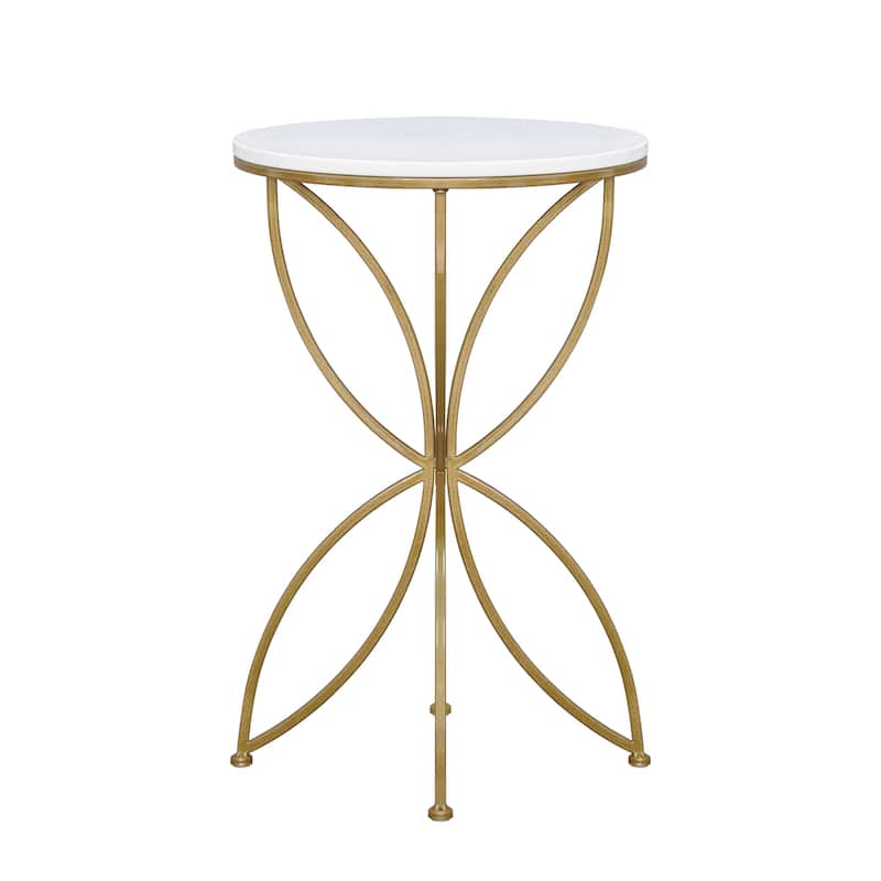 Maypex White Quartz Stone Accent Table