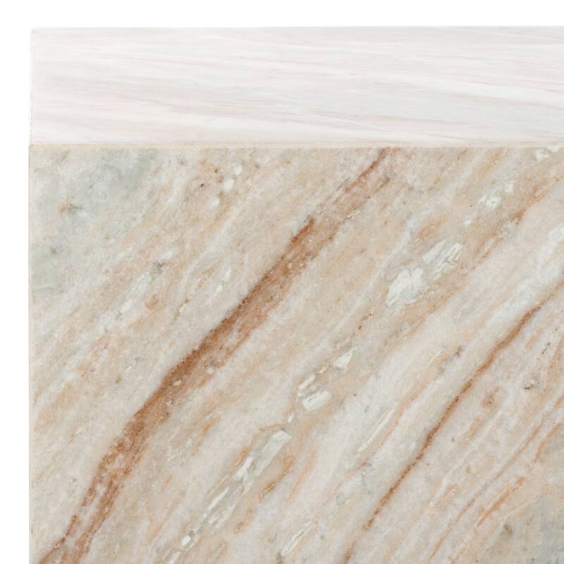 SAFAVIEH Couture Katharina Marble Plinth Accent Table - 15"W x 15"D x 18"H