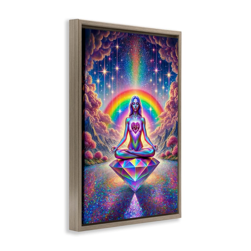 Stupell Spiritual Enlightenment Meditation Framed Floater Canvas Wall Art Design By Spirit of the Rainbow