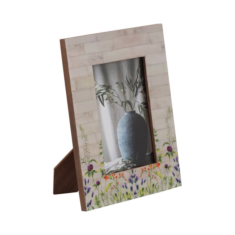 Wood Resin Flower Field Picture Frames - Ivory