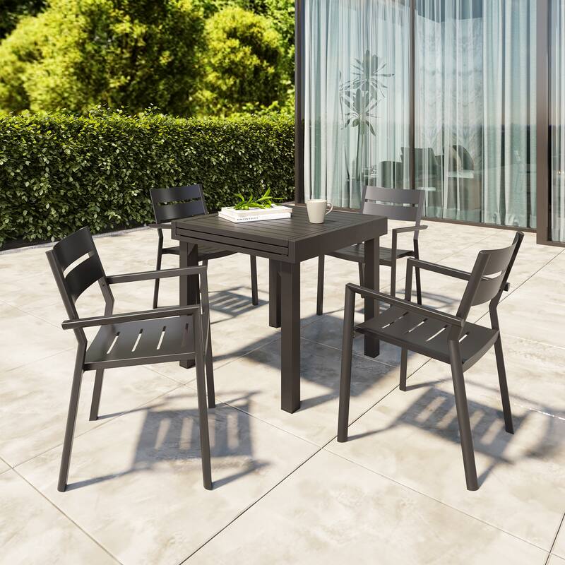 VredHom 2/4 PCS Outdoor Dining Chairs Aluminum Stackable Armchair