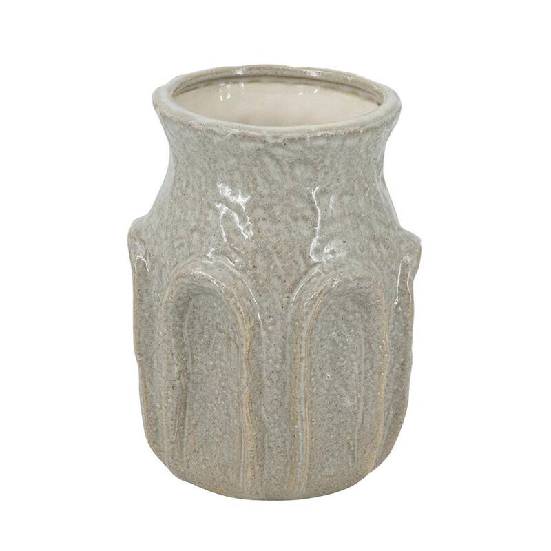 8" Sage And Gray Textural Ceramic Table Vase - 5.90