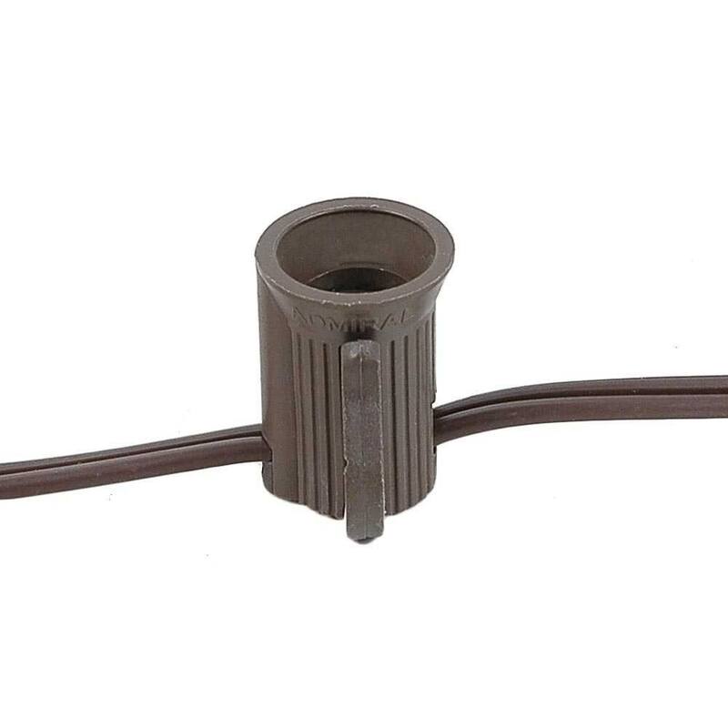 25 Foot C7 Ceramic Christmas Light Set, Hanging String Lights, Brown Wire