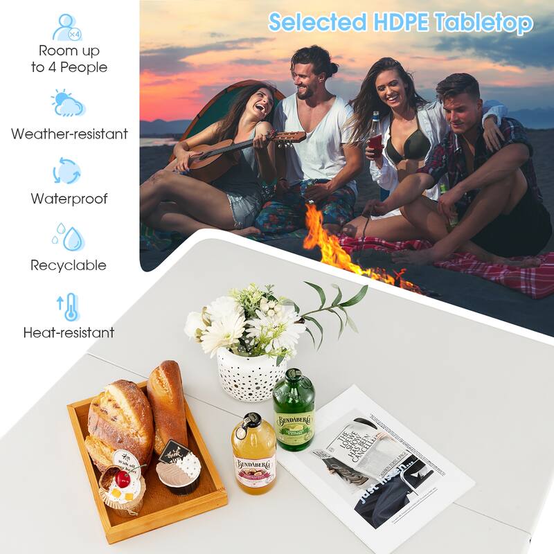 Costway Folding Camping Table Portable HDPE Outdoor Picnic Dining - See Details