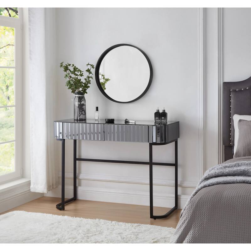39" Mirrored Makeup Vanity Table with Stainless Steel Base