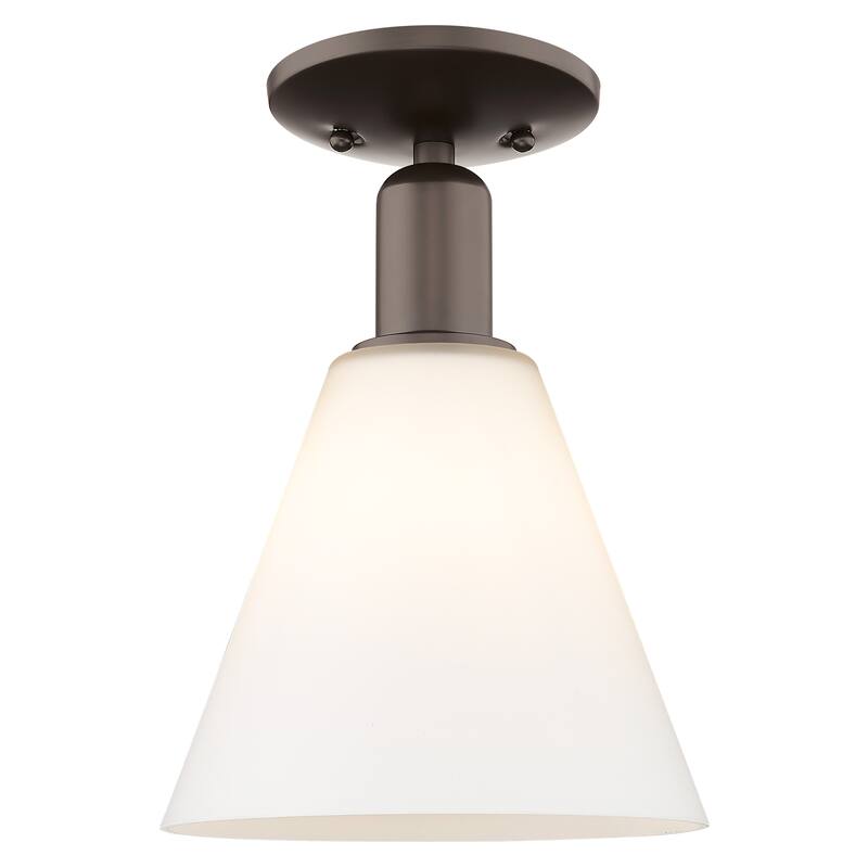 Innovations Lighting Endless Possibilities Arcadia - Berkshire Glass - 1 Light 8" Semi-Flush Mount - Oil Rubbed Bronze/Matte White