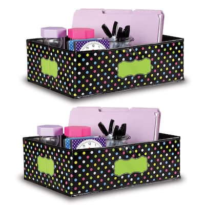 Teacher Created Resources Chalkboard Brights Storage Bin, 16" x 11" x 5", Pack of 2
