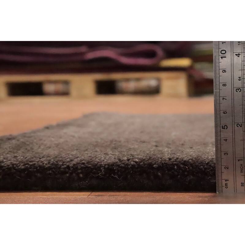 Hand Knotted Oriental 100% Wool Carpet Modern Solid Brown Gabbeh Runner Rug - 4' 9'' X 2' 3''