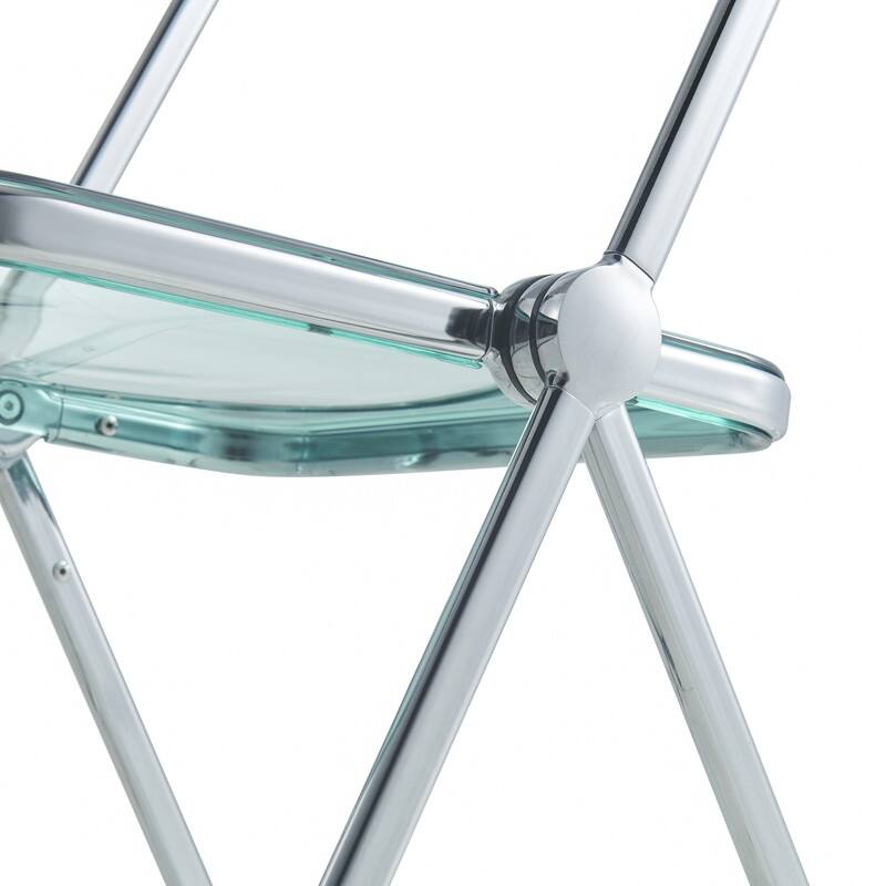 Lawrence Modern Foldable Acrylic Folding Chair with Accent Chrome Frame and Transparent Design for Home Living or Dining Room