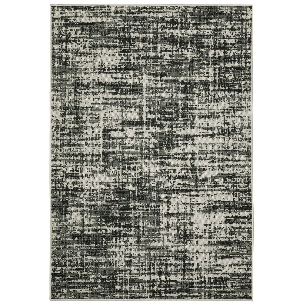 Vista Home Talcot Distressed Abstract Black Indoor-Outdoor Area Rug