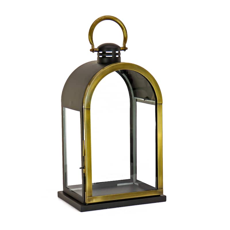 National Tree Company 22 in. HGTV Home Collection Dome Lantern, Christmas Themed Home Decor, Large, Black and Gold - 22 in
