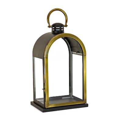 National Tree Company 22 in. HGTV Home Collection Dome Lantern, Christmas Themed Home Decor, Large, Black and Gold - 22 in