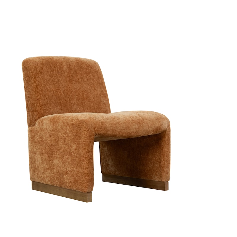 Armless Chair With Wood Legs And Soft Fabric