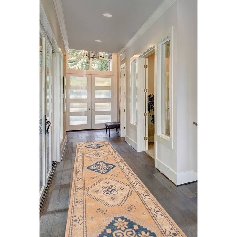 ECARPETGALLERY Hand-knotted Finest Ghazni Tan Wool Rug - 2'9 x 9'10