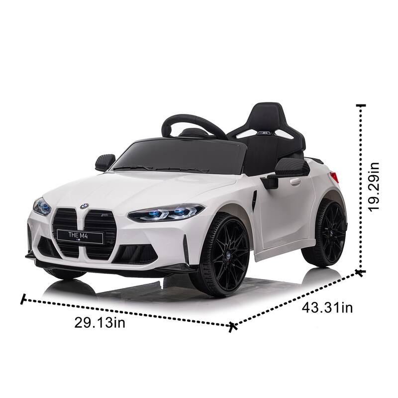 BMW M4 12v Kids ride on toy car 2.4G W/Parents Remote Control,Three speed adjustable,A handle with wheels and a pull