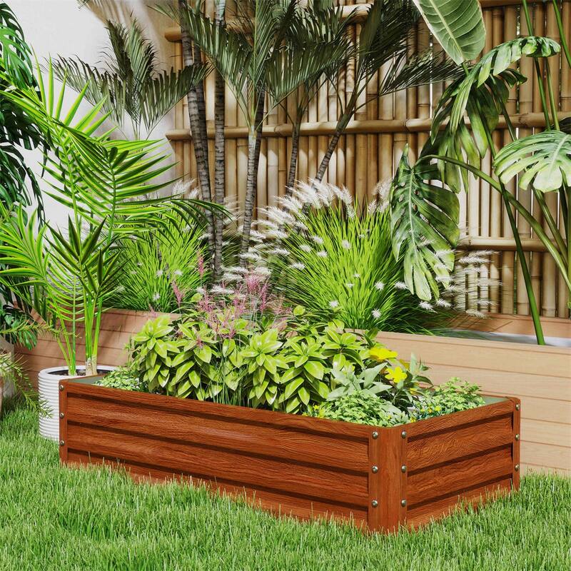 Galvanized Steel Garden Bed Planter for Vegetables and Flowers - 47.25" L x 23.5" W x 12" H