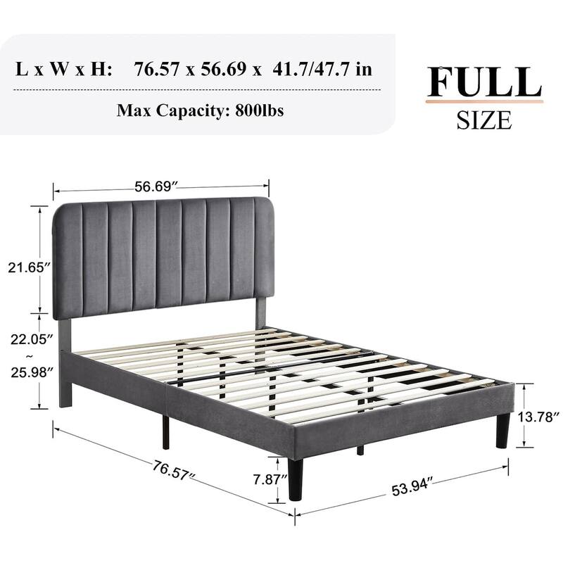 Javlergo Upholstered Bed Frames with Height-adjustable Headboard