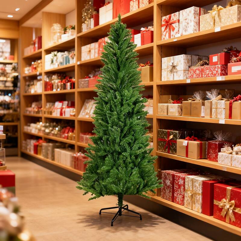 6FT Classic Pencil Christmas Tree, 72-Inch Classic Pencil-Shaped Christmas Tree Suitable For Christmas