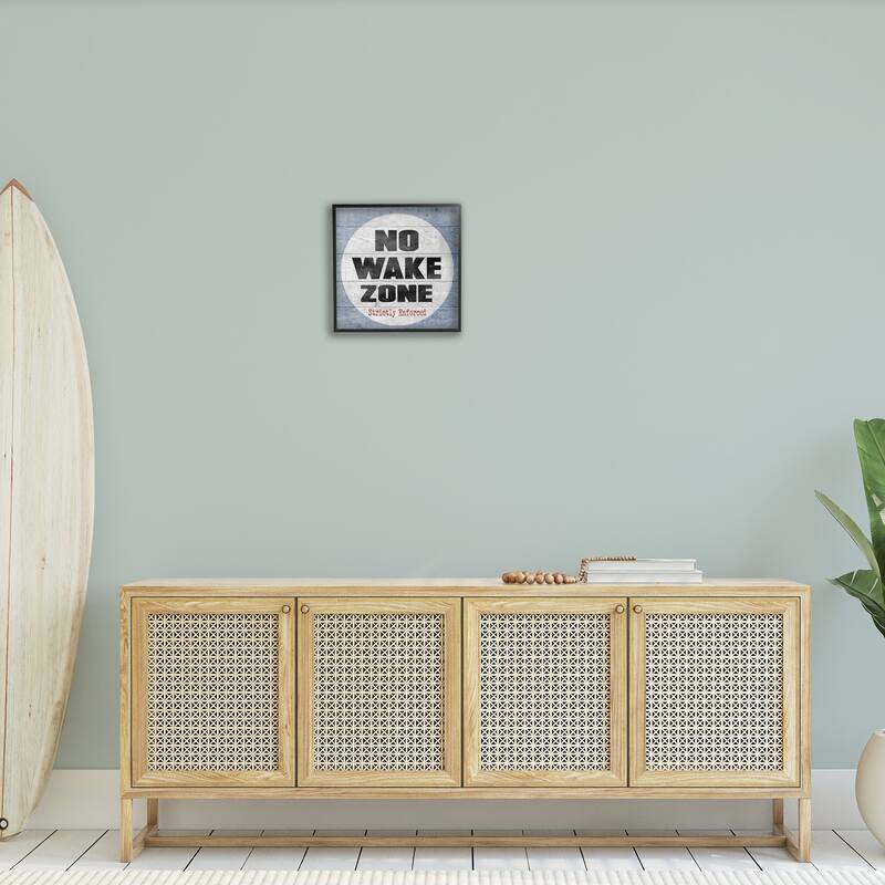 Stupell No Wake Zone Beach Plank Framed Giclee Texturized Art, 12 x 1.5 x 12, Made in USA