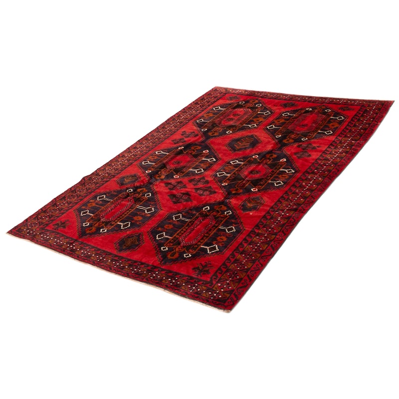 ECARPETGALLERY Hand-knotted Teimani Red Wool Rug - 6'8 x 9'11