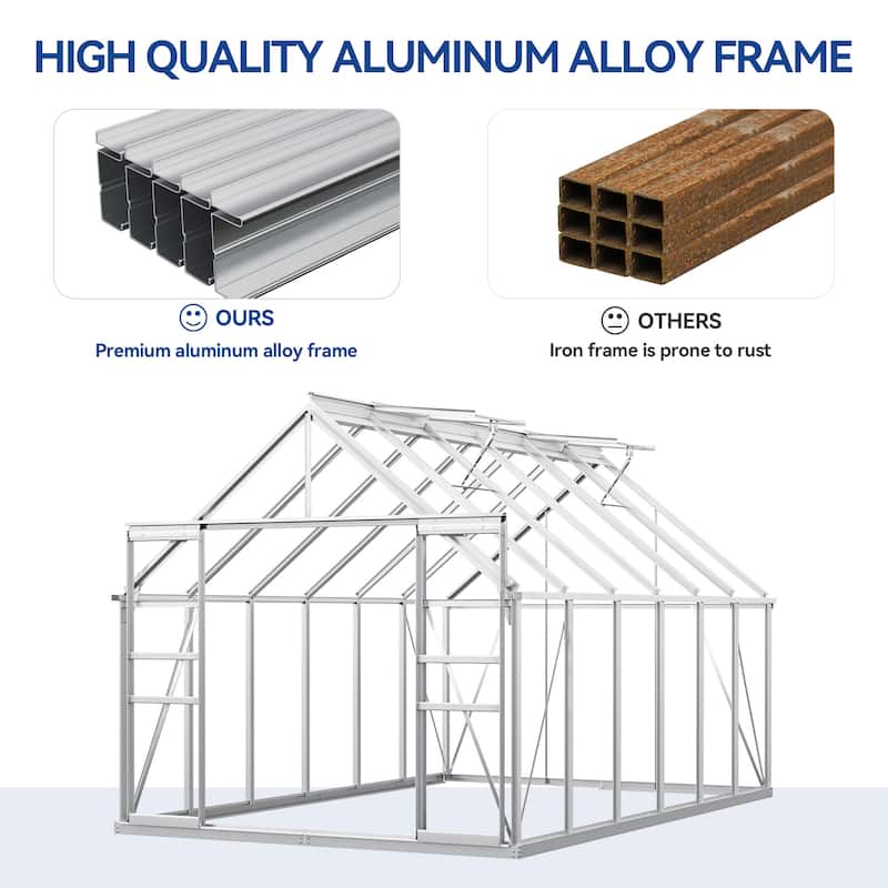Moasis 8'/10' X 10'/12' Walk-in Hobby Greenhouse