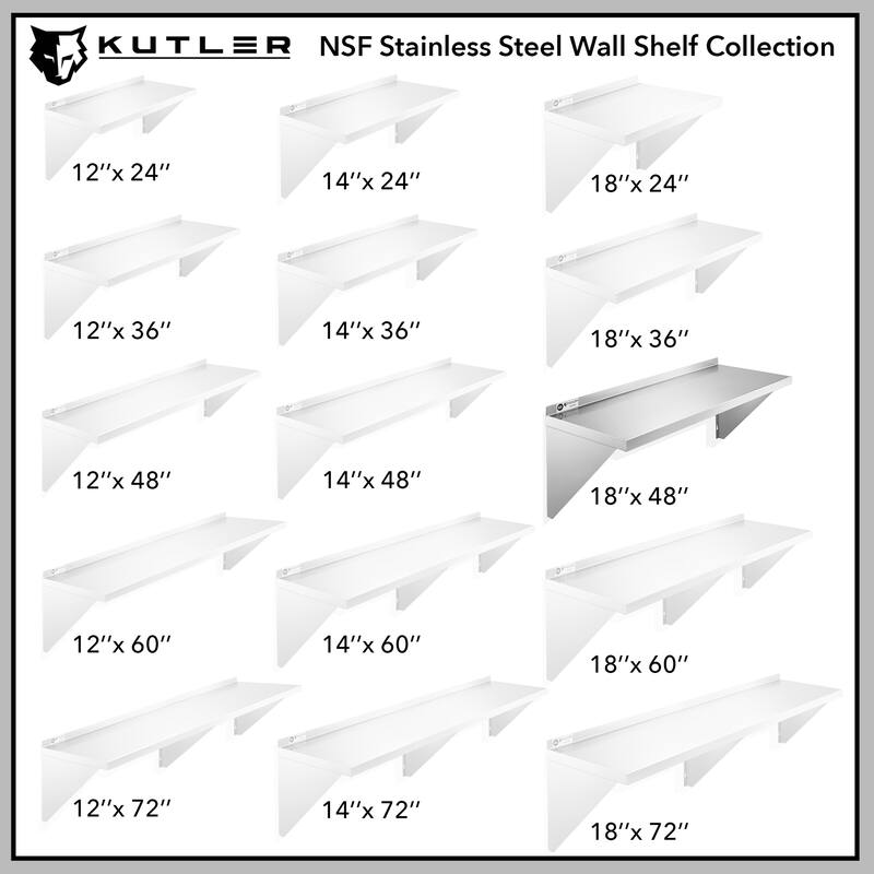 Stainless Steel Shelf NSF Commercial Kitchen Wall Shelving