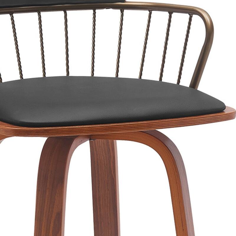 Faux Leather Counter Height Bar Chair with Arms, Swivel and Footrest