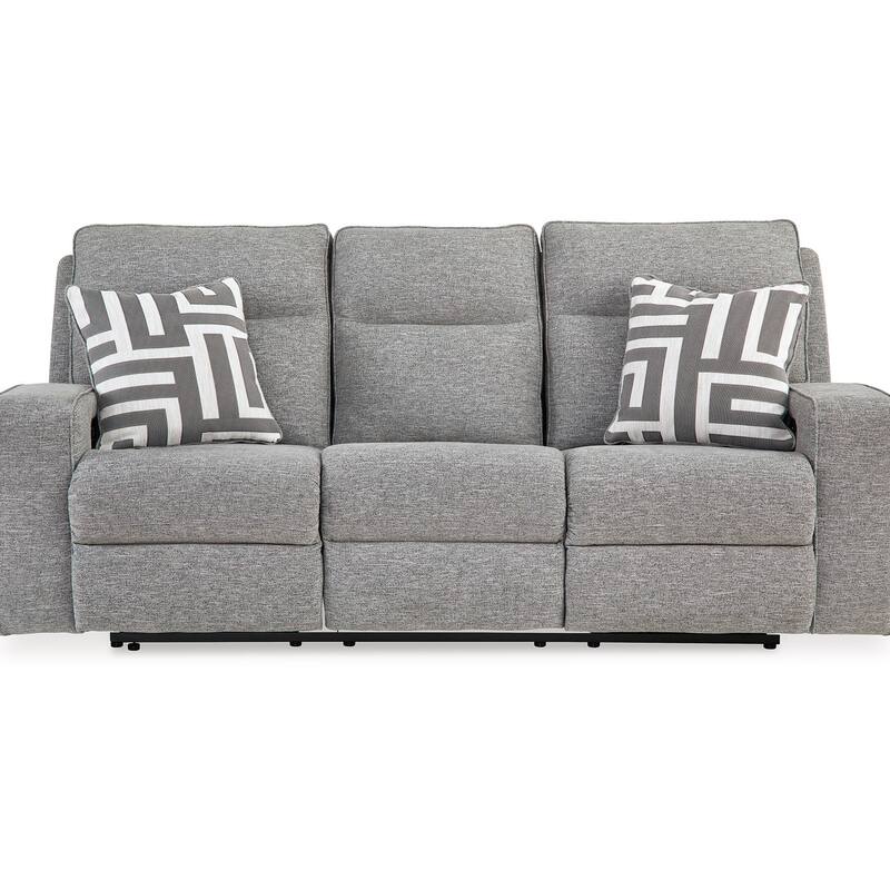Cloe Power Reclining Sofa, Gray Performance Nuvella, 2 Pillows 88 Inch