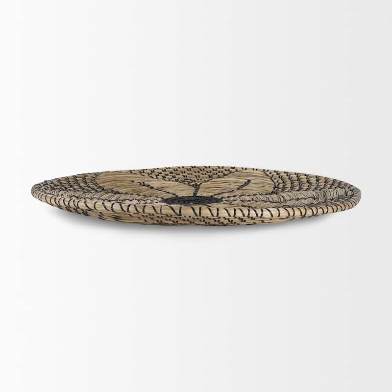 Mekhi Light Brown Seagrass w/ Black String Round Wall Hanging Plate