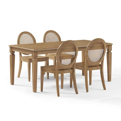 Crosley Katia 5-Piece Dining Table Set For 4 With Cane-Back Chairs