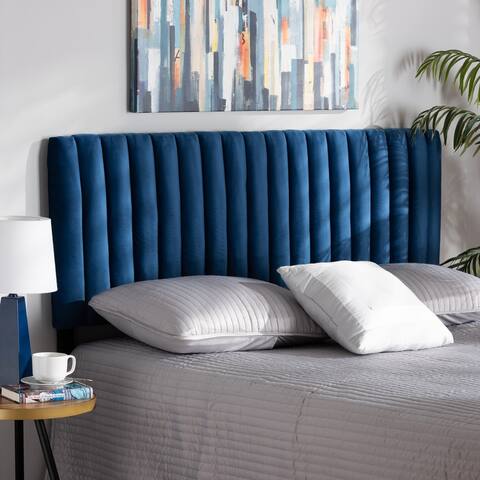 Emile Modern &Contemporary Velvet Upholstered Wood Headboard-Navy Blue