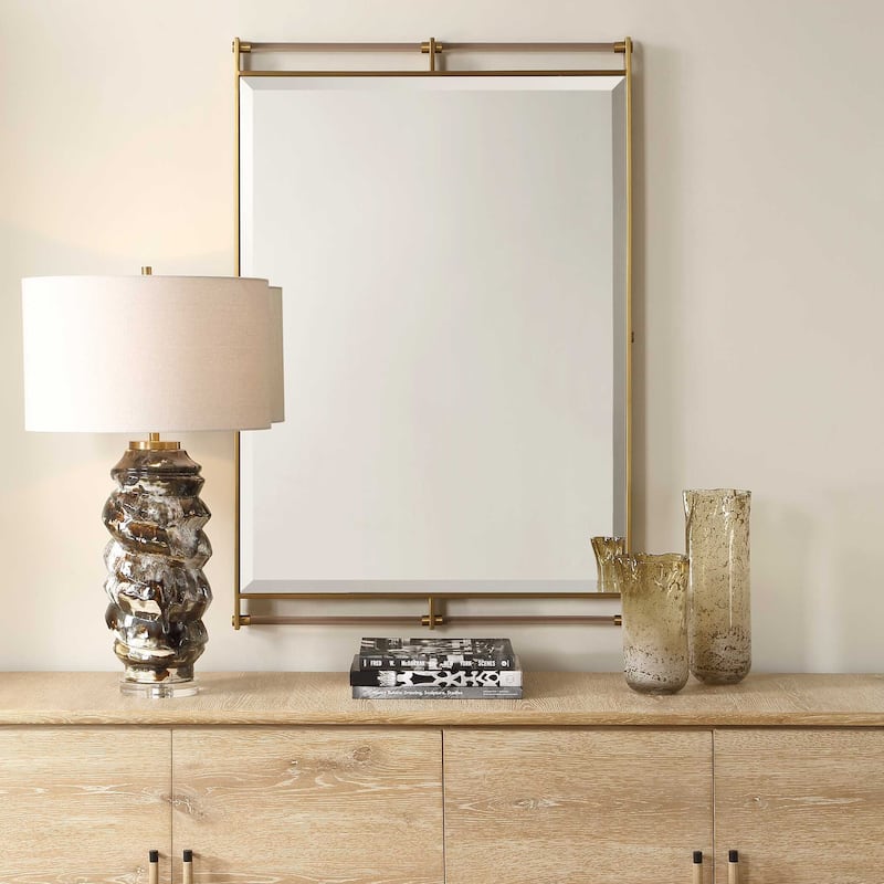 Uttermost Ripoll Antique Brass Mirror - 31.25" W x 45.75" H x 1.63" D