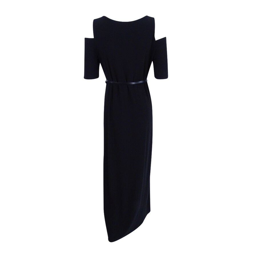 black cold shoulder maxi dress