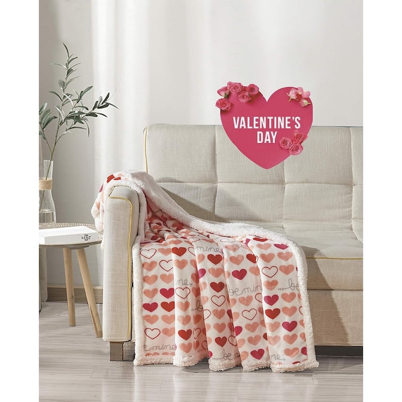 EIQOCCA Décor&More Amor Eterno Be Mine Love Collection Valentine's Day Heart Ultra Plush Throw Blanket (50" x 60") - Be Mine