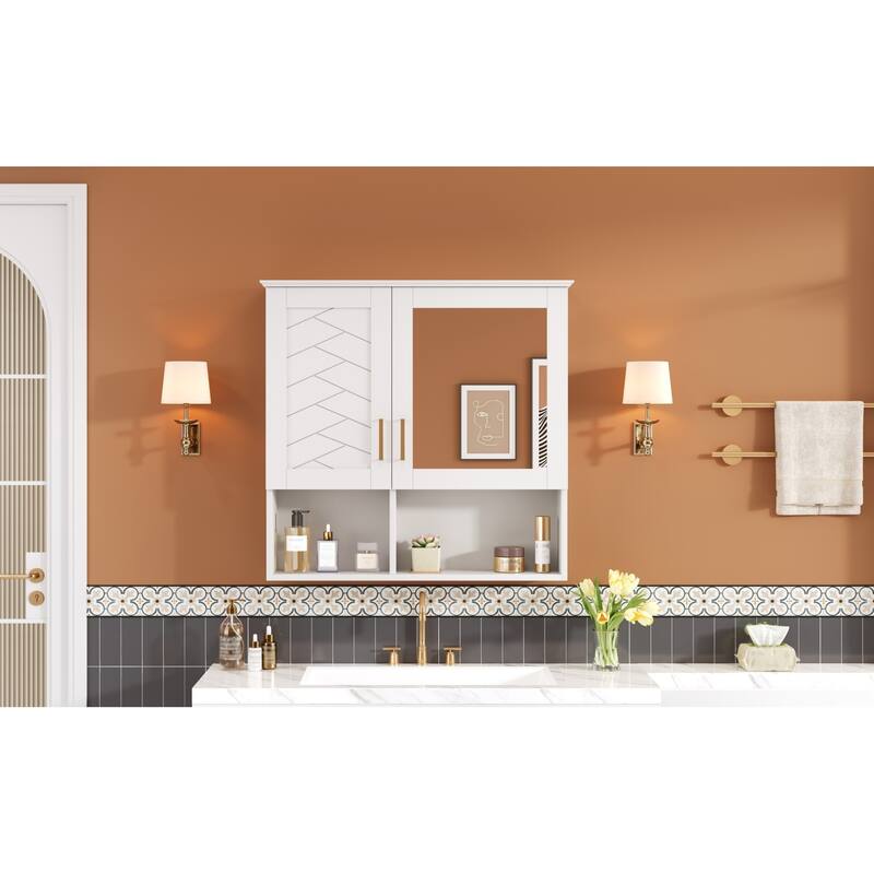 Roomfitters 30 Inch 2-in-1 Wall Mount Medicine Cabinet, Mirror Storage with Adjustable Shelves & Soft Close