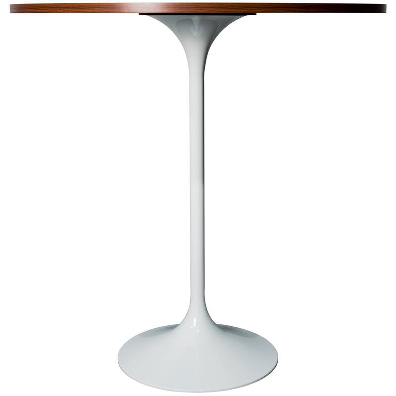 LeisureMod Verve 36" Round Dining Table with MDF Wood TableTop and White Steel Base for Kitchen & Dining Room