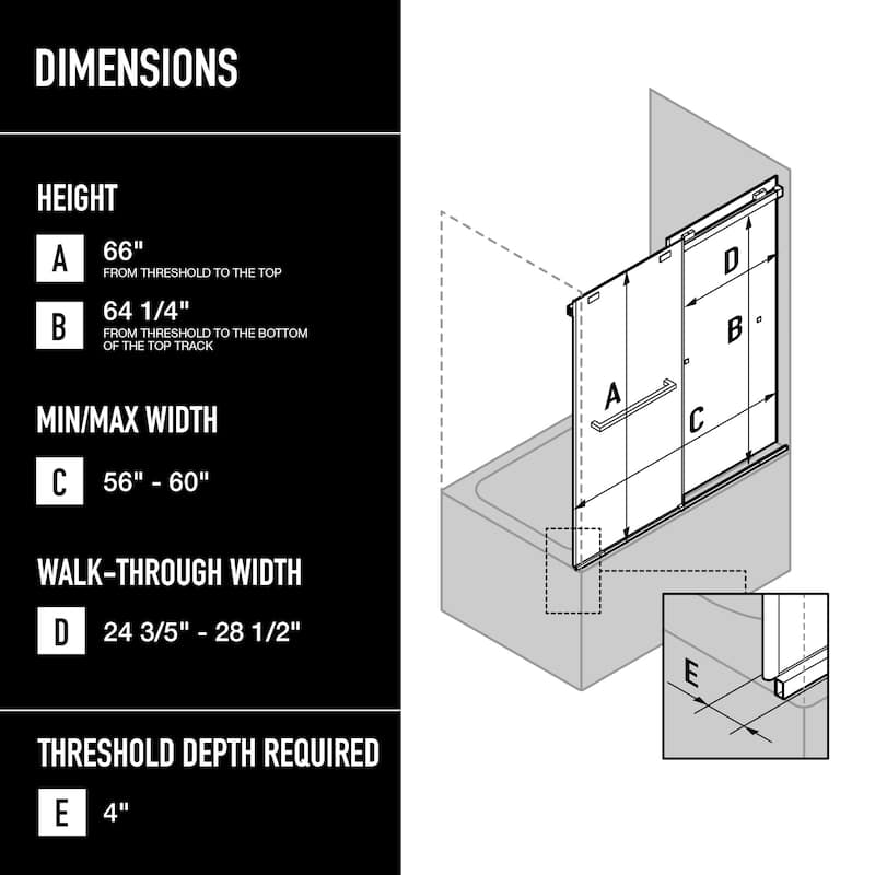 VIGO Houston Frameless Sliding Door